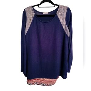 Women's Blue Patterned  Le Lis Top